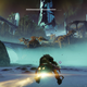 A Destiny 2 Guardian driving through the Dreaming City on a Sparrow hover bike.